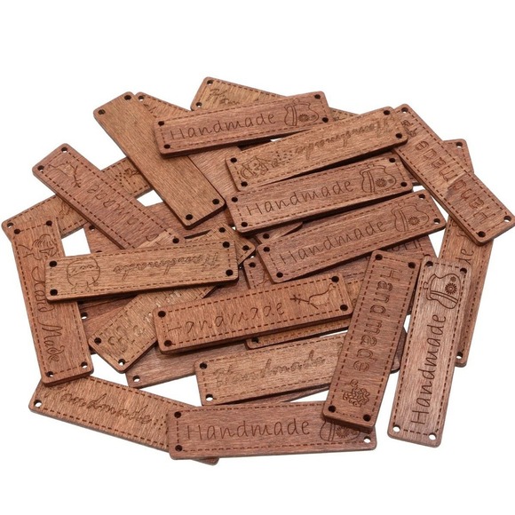 Wooden Buttons Handmade Wood‎ Tags Labels With 4 Holes 50Pcs - Picture 1 of 3